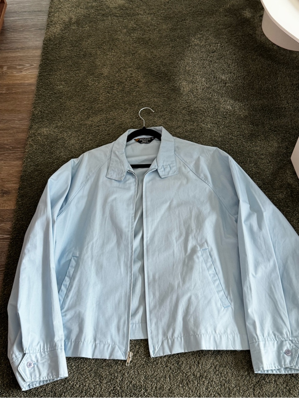 Vintage Sears Light Blue Men's Harrington Jacket - Casual Zip Front